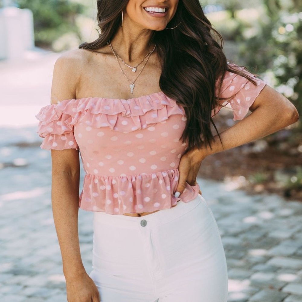 Ruffled OTS crop top